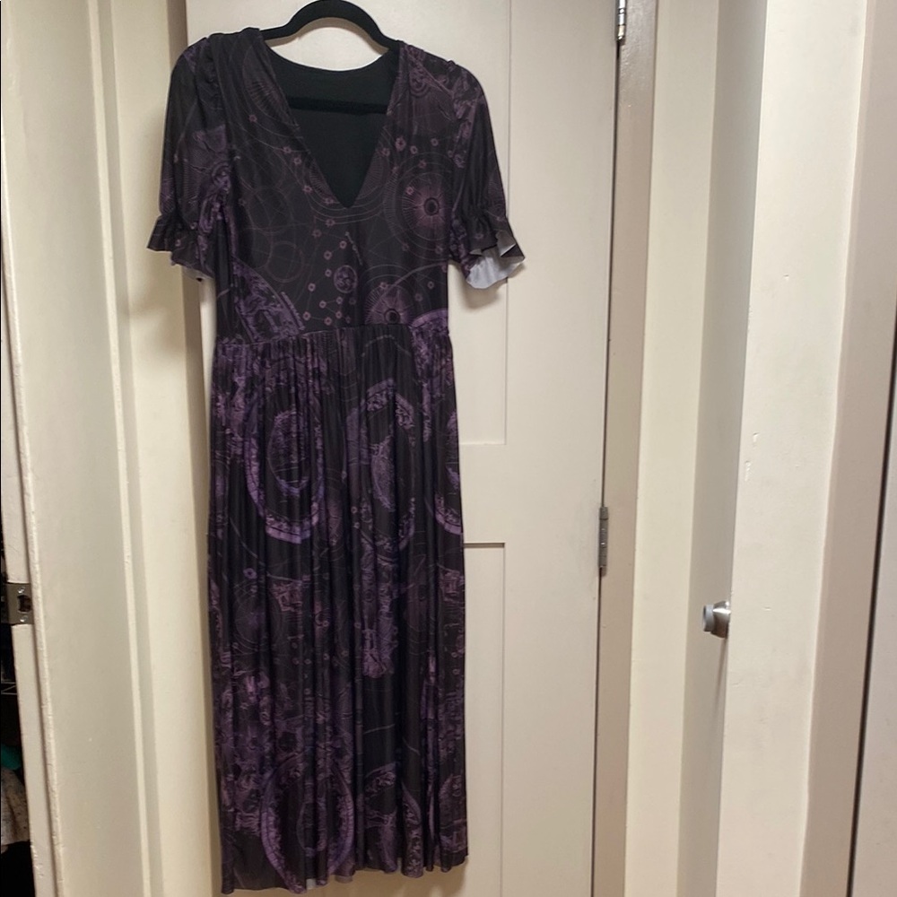 Blackmilk Purple Maxi Dress with V-Neck and Flutter Sleeves